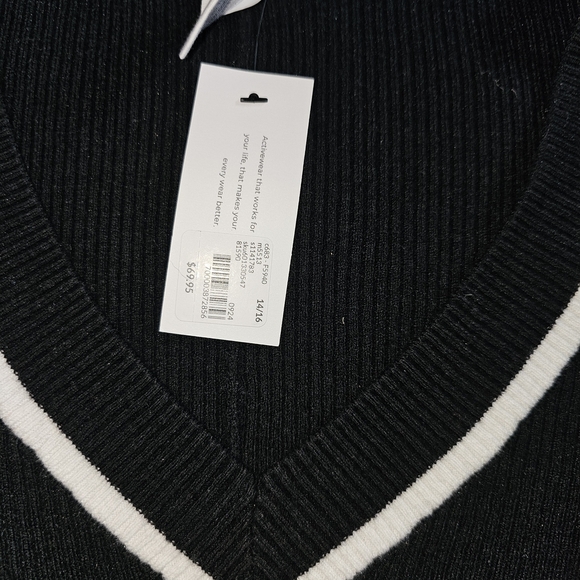 Lane Bryant Black V-Neck Sweater with White Trim - Picture 2 of 3
